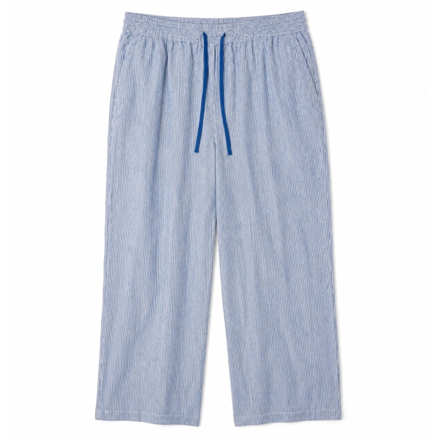 Talbots Linen Pants Blue White Stripe XLP Petite Coastal Summer Beachy Relaxed