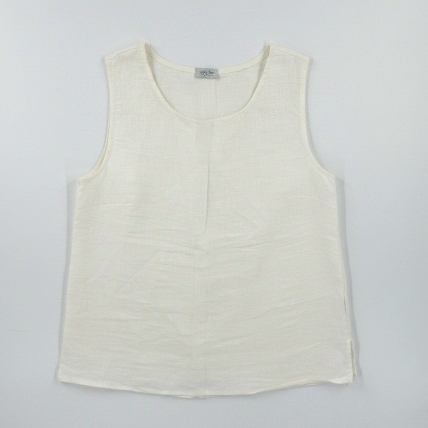 Linen Sea Sleeveless Linen Tank Top Natural Lithuania Minimalist Size L Large