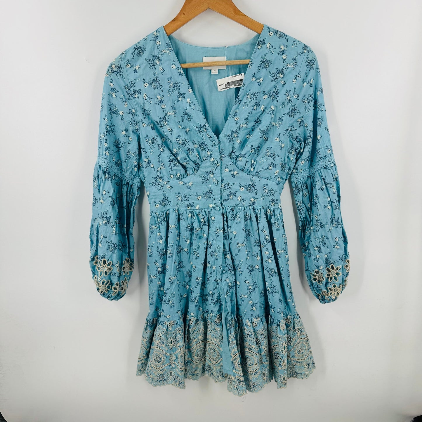 Anthropologie A Collective Story Smocked Floral Babydoll Dress Long Sleeve Sz M