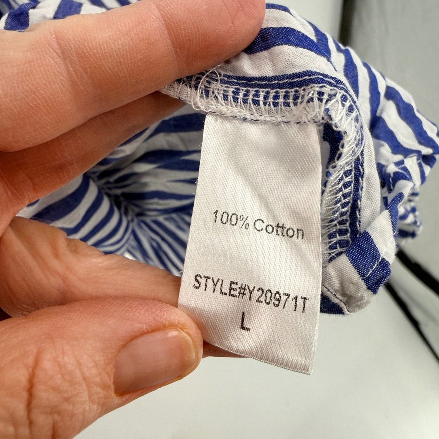 Tuckernuck Pomander Place Blue White Striped Tiered Dress Size L Coastal Preppy