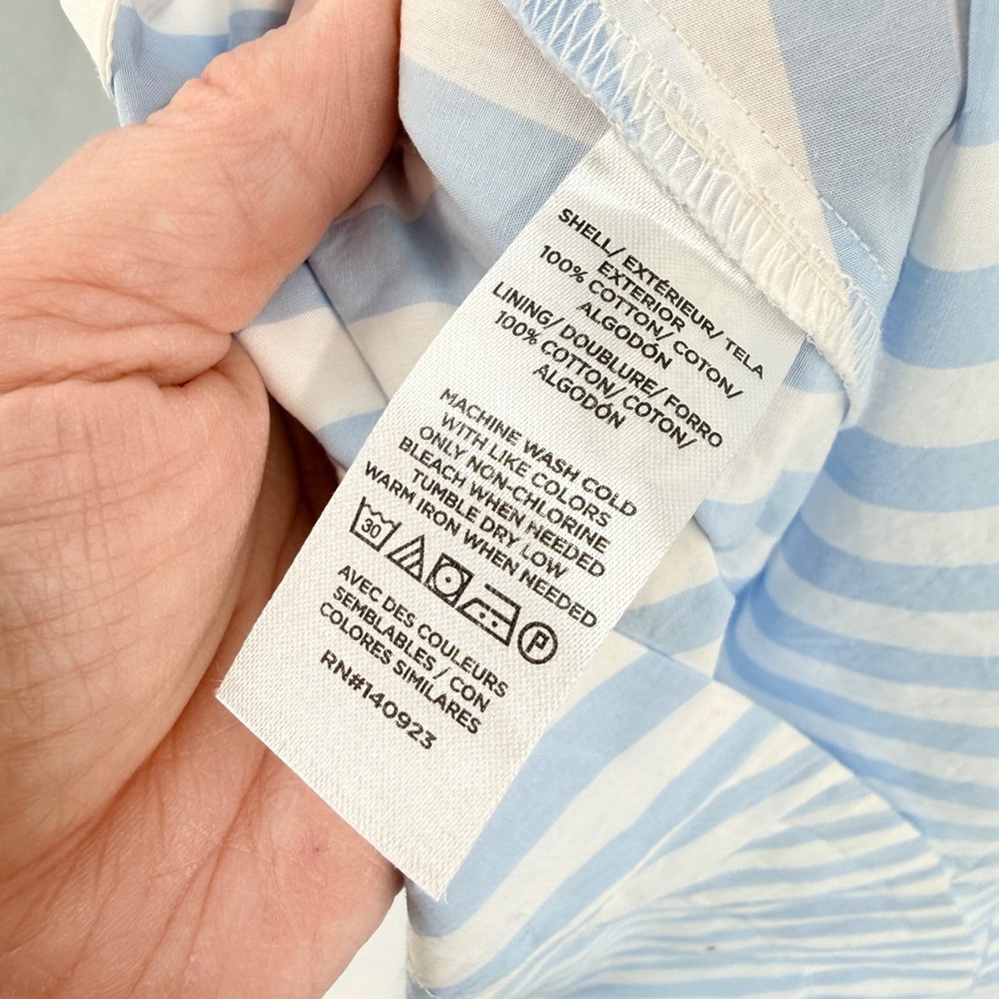 LOFT Powder Blue White Striped Shirt Midi Dress Open Front Size 4 Coastal Preppy