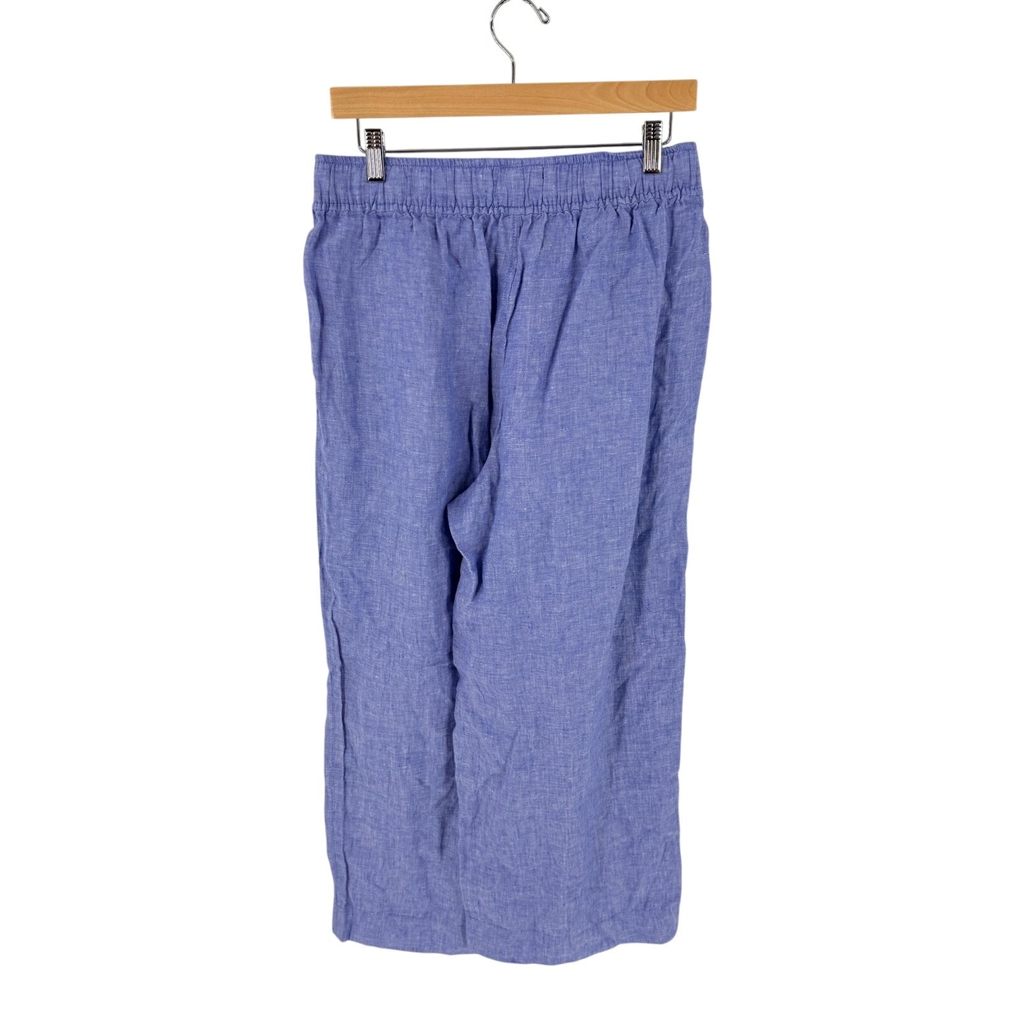 Tahari 100% Linen Wide Leg Pants Blue Medium Coastal Summer Pull On