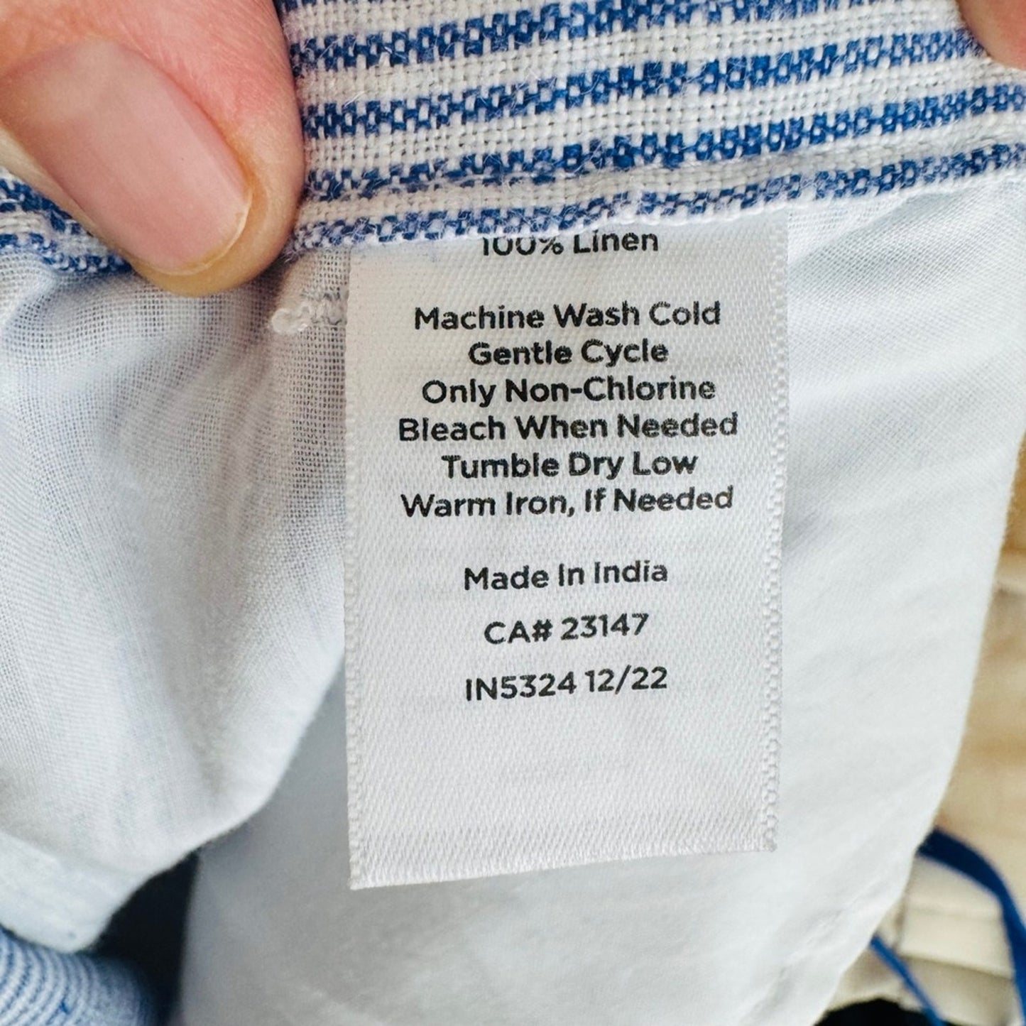 Talbots Linen Pants Blue White Stripe XLP Petite Coastal Summer Beachy Relaxed