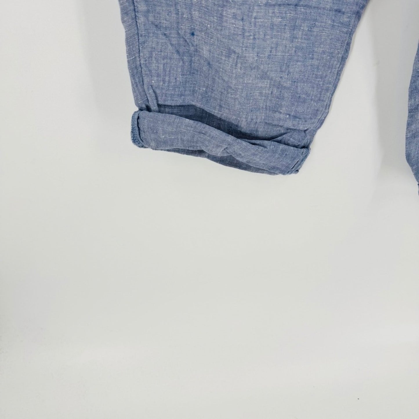 Rachel Roy Blue 100% Linen Pants Medium Elastic Waist Relaxed Summer Cropped