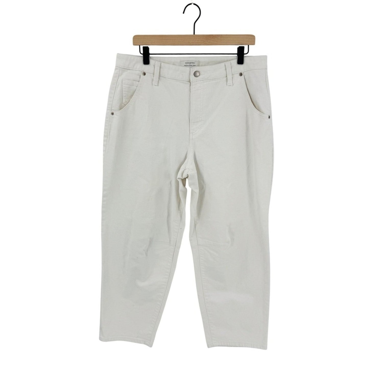 Banana Republic‎ Mid-Rise Barrel Jean Off-White Denim Size 32/14 Scandi Style