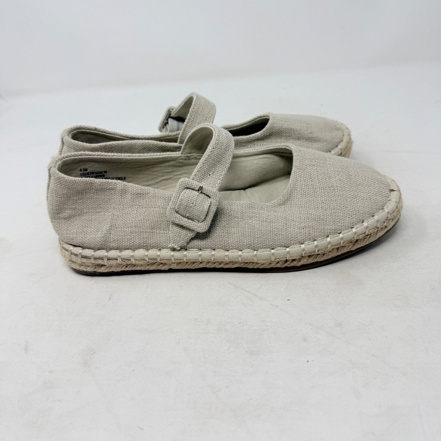 Haute Hippie Oatmeal Cecily Mary Jane Espadrille Flats‎ Canvas Size 8.5 Boho