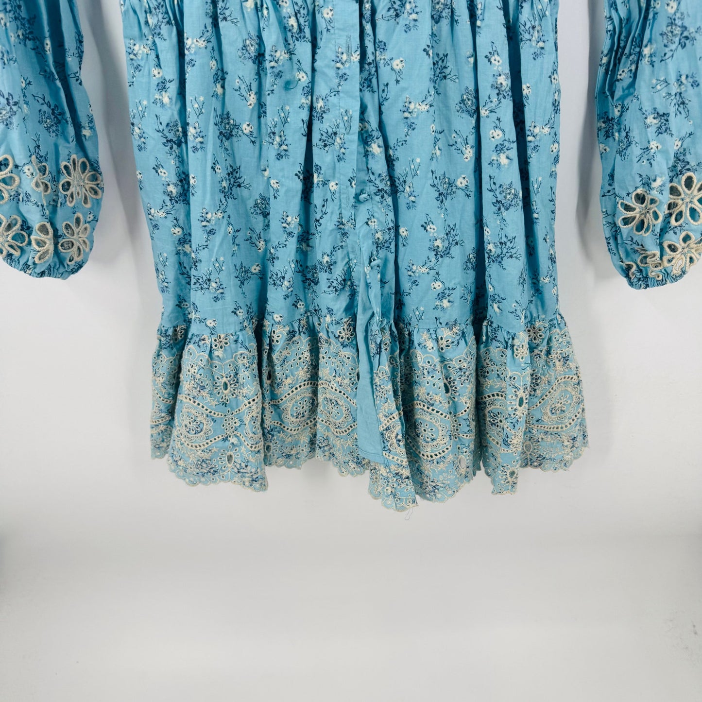 Anthropologie A Collective Story Smocked Floral Babydoll Dress Long Sleeve Sz M