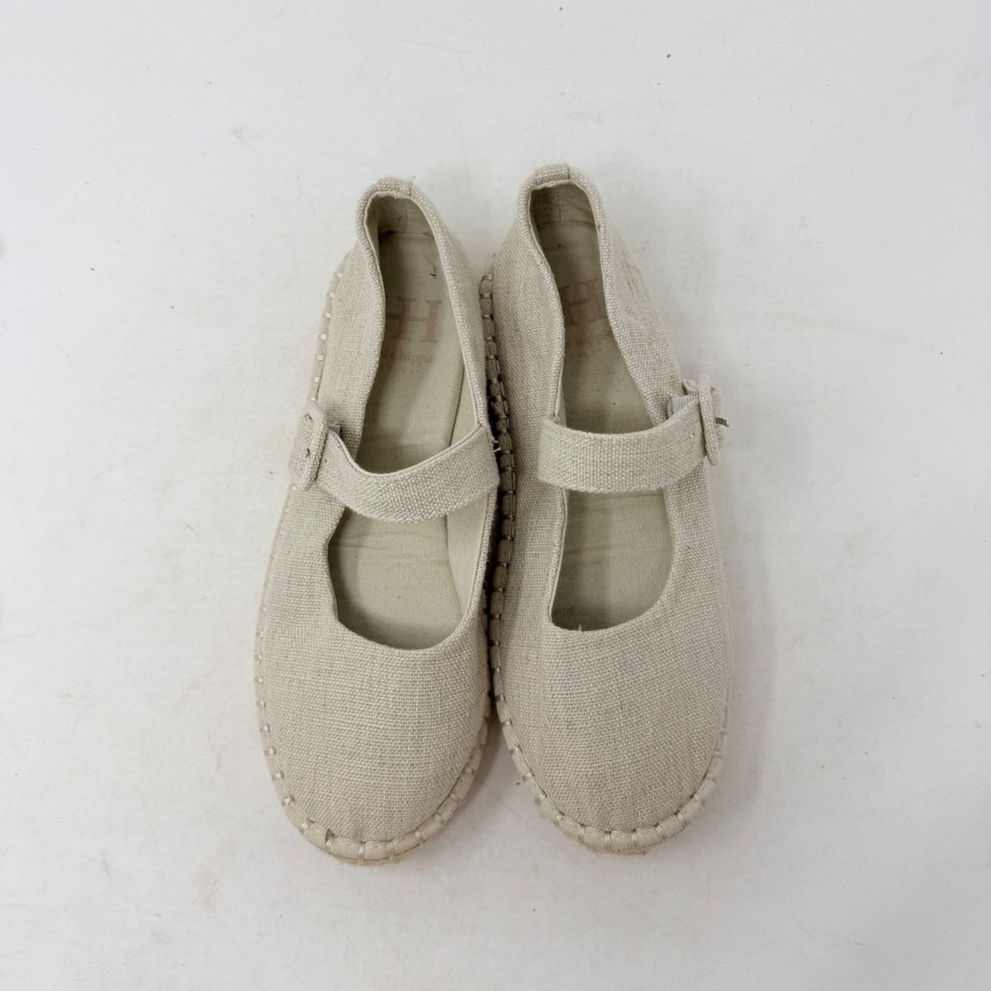 Haute Hippie Oatmeal Cecily Mary Jane Espadrille Flats‎ Canvas Size 8.5 Boho