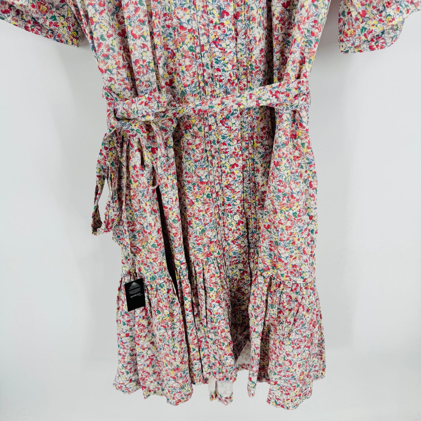 Lauren Ralph Lauren NWT Floral Belted Puff Sleeve Mini Dress Cotton Size 18