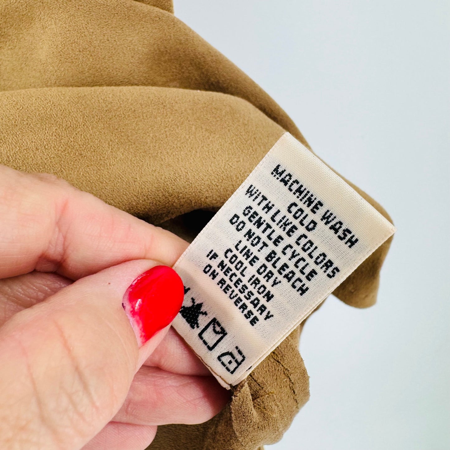 Vintage Y2K Max Studio Faux Suede Tan Skirt Size L Polyester Spandex Blend