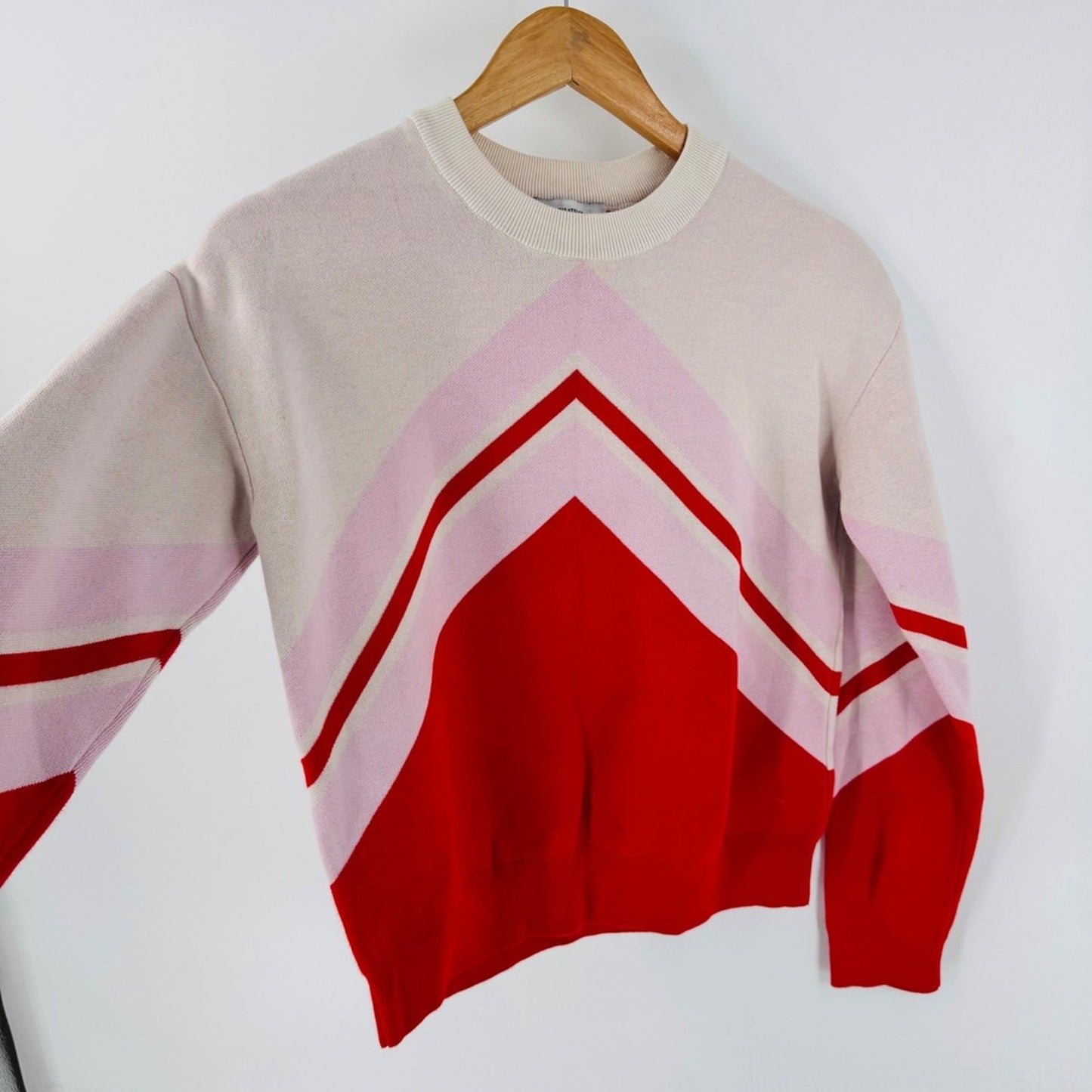Other Stories Paris Atelier Chevron Colorblock Sweater Preppy Retro Size XS