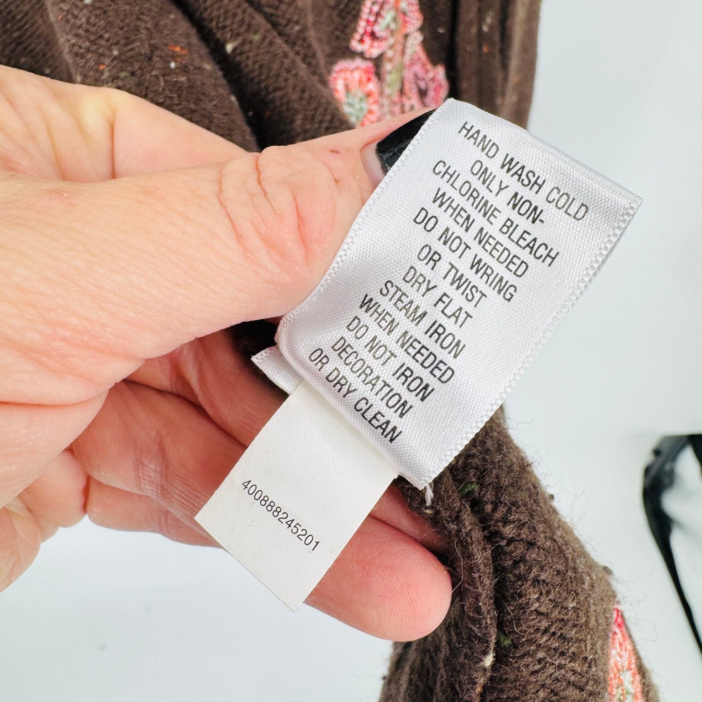 Vintage Croft & Barrow Embroidered Paisley Zip Cardigan Brown Sweater Size XL