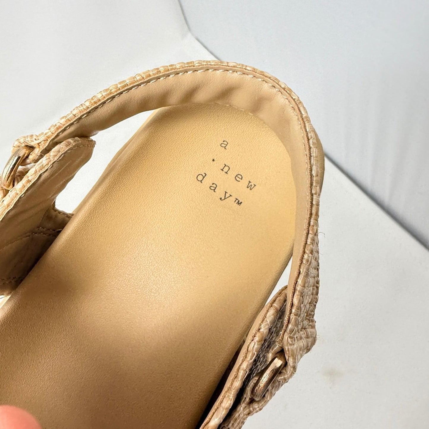 A New Day Raffia Platform Sandals Beige Tan Size 7 Strappy Comfort Lug Sole