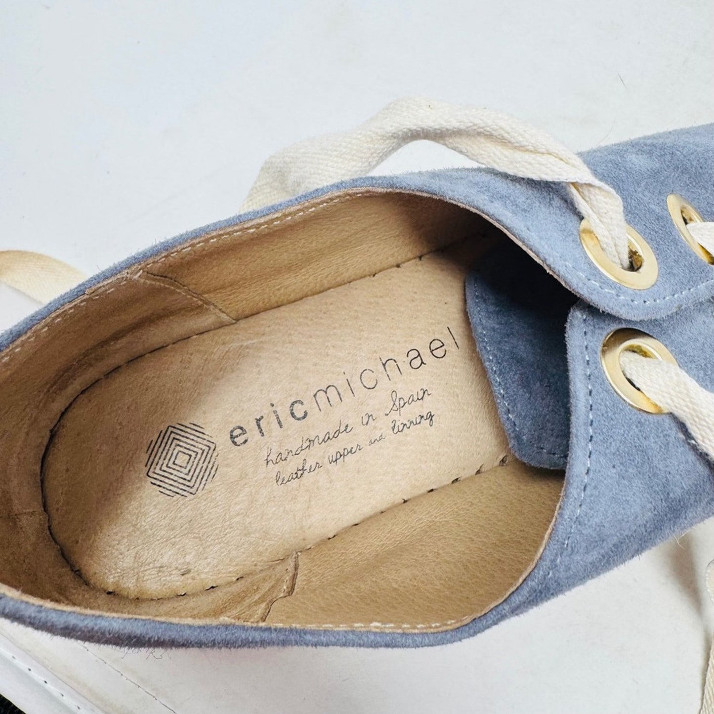 Eric Michael Blue Suede Espadrille Sneakers EU 38 Platform Spain Boho Coastal
