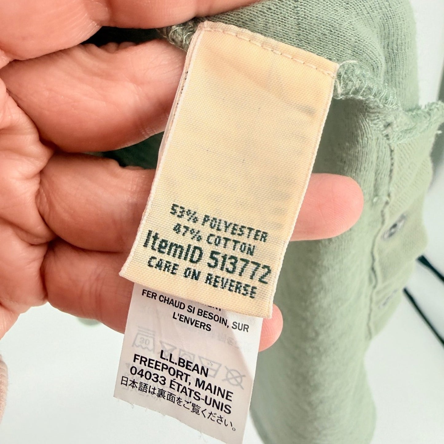 L.L. Bean Quilted Funnel Neck Pullover Sage Green Size LP Gorpcore Granola Soft