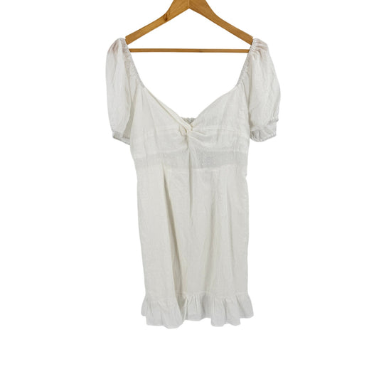 Betro Swiss Dot Mini Dress White Large NWT Cottagecore Summer