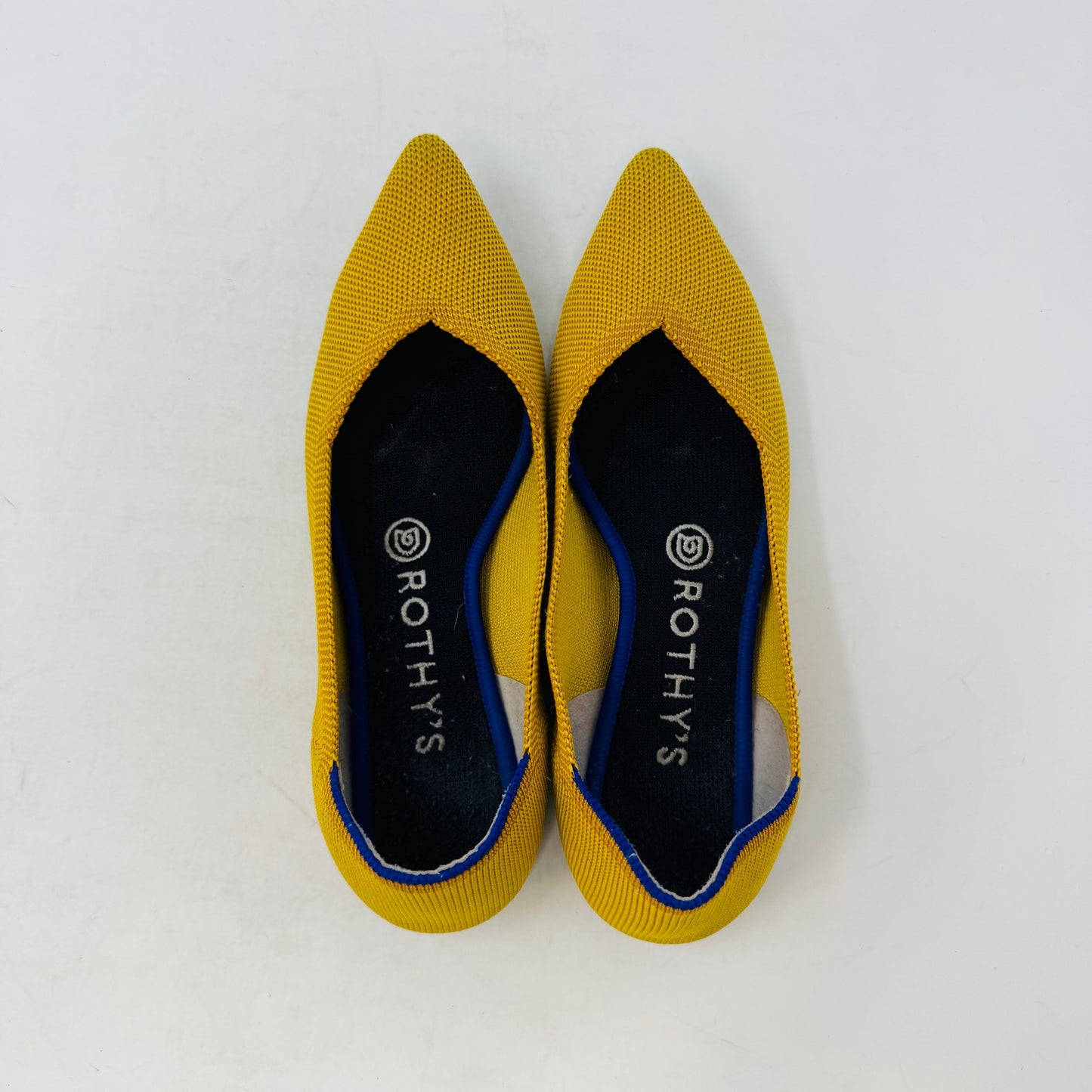Rothy’s Point Flats Women’s Size 7 Yellow Knit Shoes Sustainable Washable Comfort