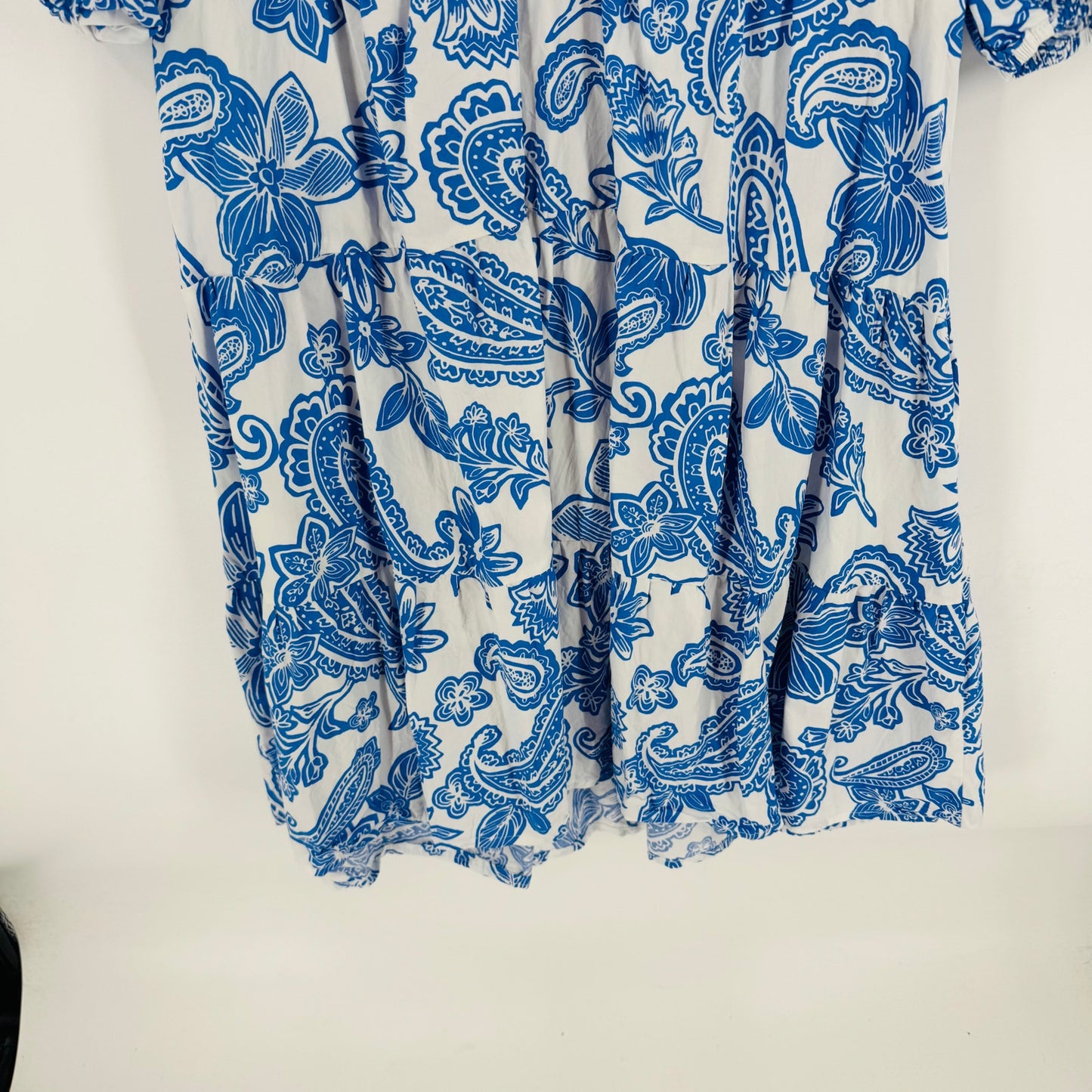 Melloday Paisley Floral Puff Sleeve Mini Dress Elegant Vacation Size XL