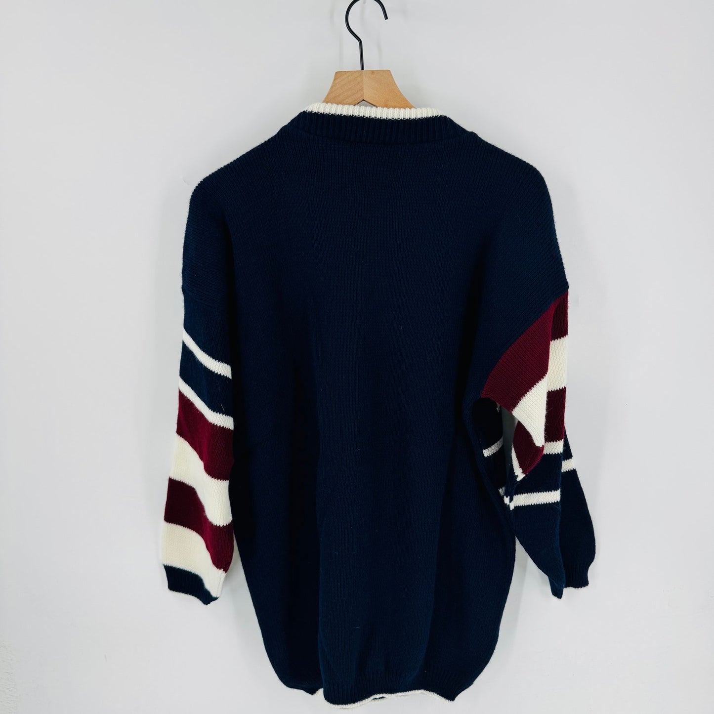 Vintage American Flag Star Stripe Knit Sweater Pullover Private Eyes Size L