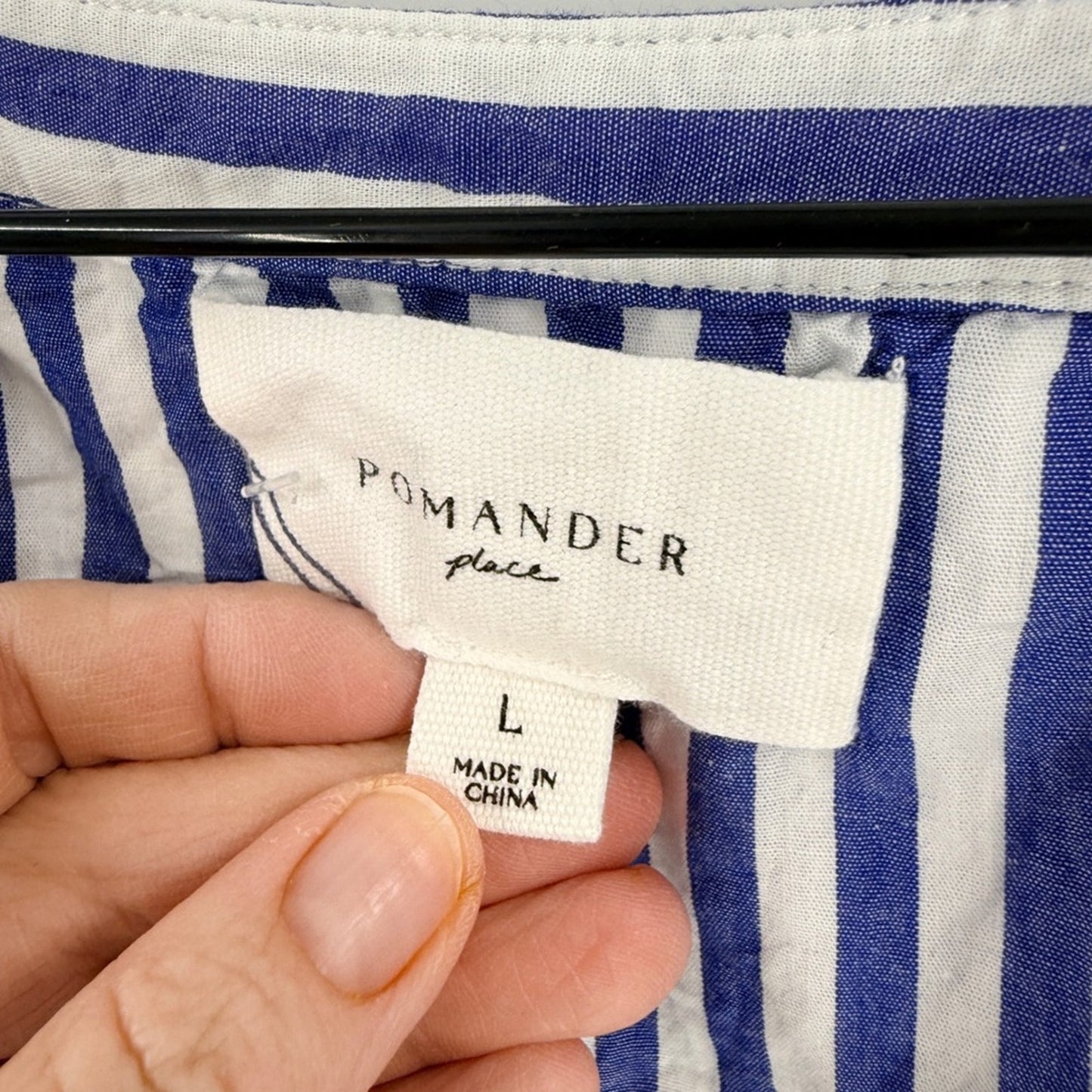 Tuckernuck Pomander Place Blue White Striped Tiered Dress Size L Coastal Preppy