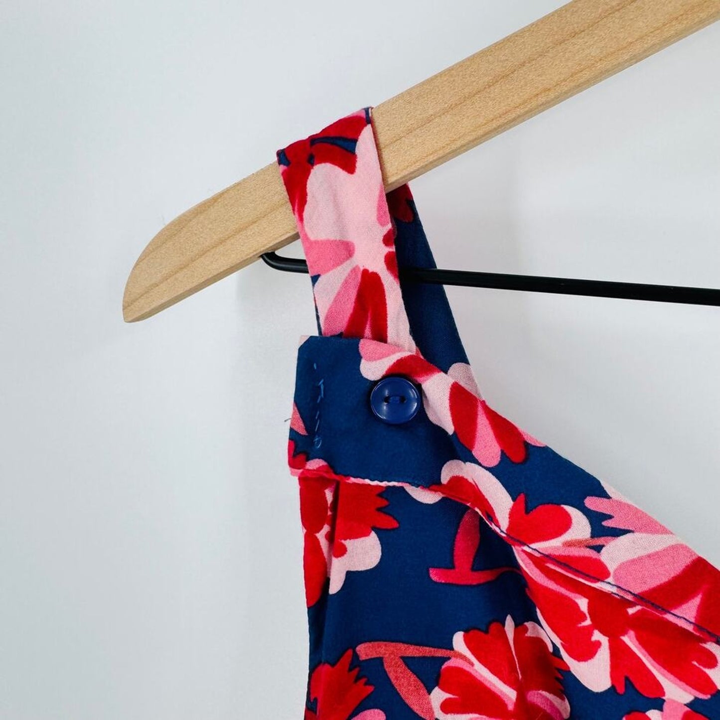 Aryeh Tropical Floral A-Line Cotton Sundress‎ Red Navy Back Zip Size M Medium