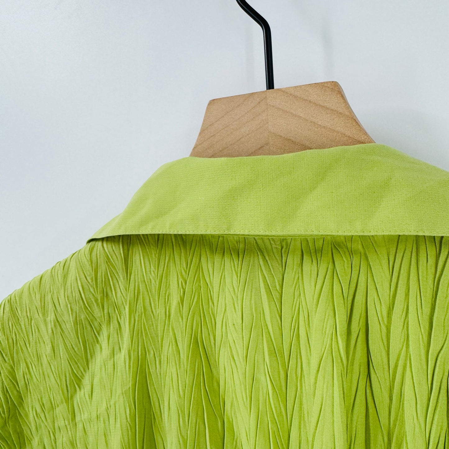 Vintage Dressbarn Green Crinkle Textured Short Sleeve Button Front Top XL