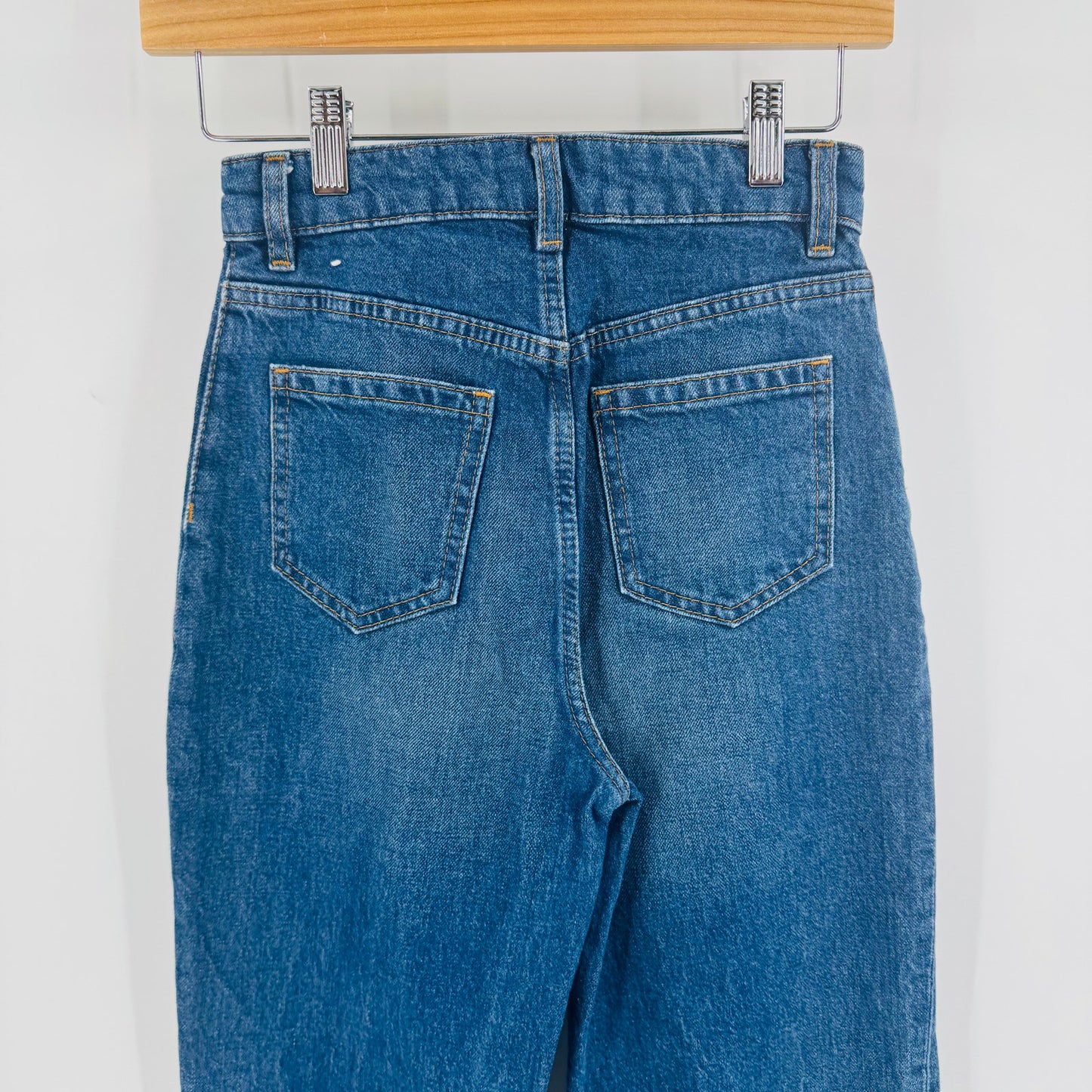 & Other Stories Flared Patch Pocket Jeans High Waist Blue Denim Size EU 34