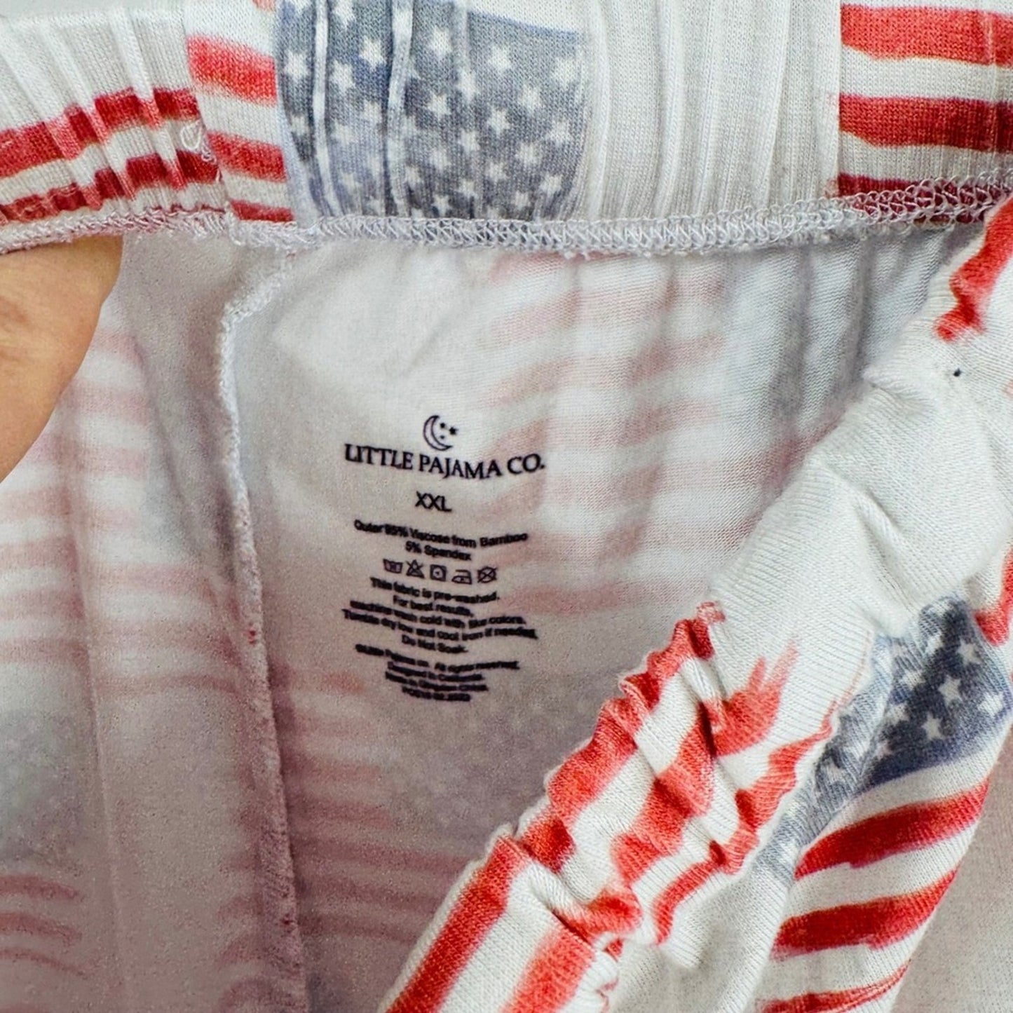 Little Pajama‎ Co. American Flag Sleepwear Set Button Top Shorts XXL Bamboo