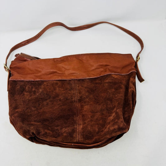 Bil Dorf Brown Leather Suede Hobo Shoulder Bag Purse