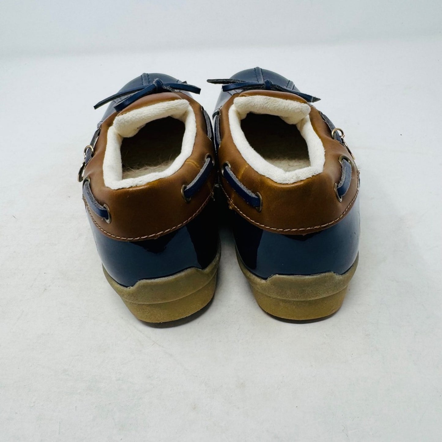 Sporto Womens Patty Duck Boots Navy Blue Brown Sherpa Lined Fisherman Size 6.5‎