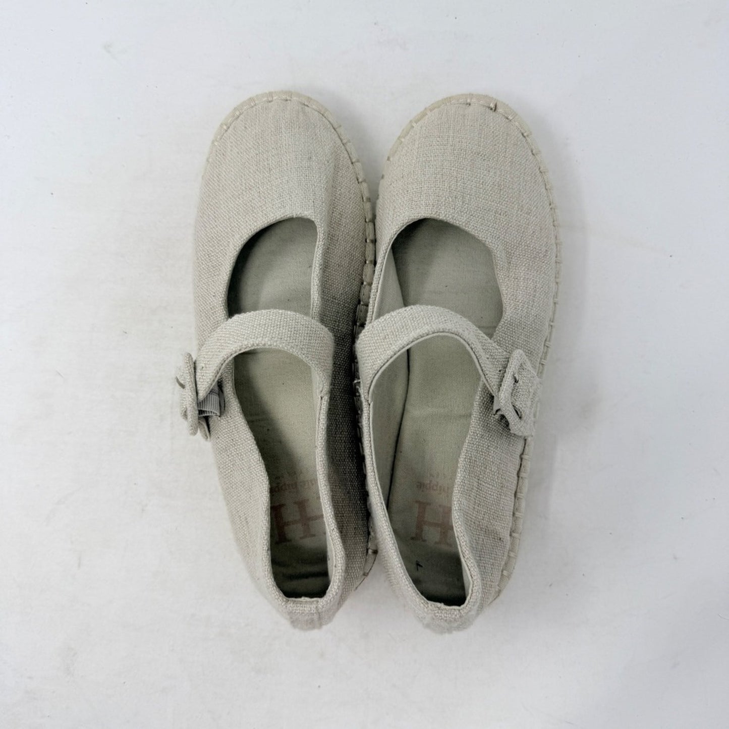 Haute Hippie Oatmeal Cecily Mary Jane Espadrille Flats‎ Canvas Size 8.5 Boho