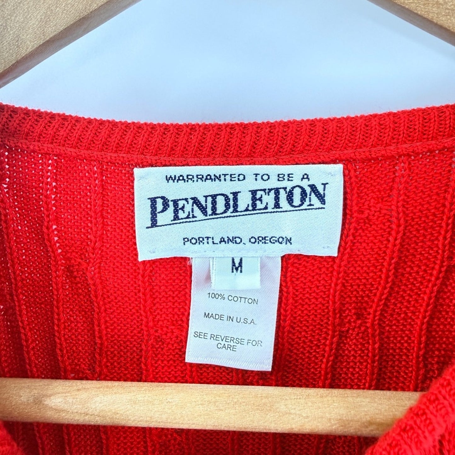 Vintage Pendleton Red Cable Knit Sweater Medium Made in USA Classic Preppy