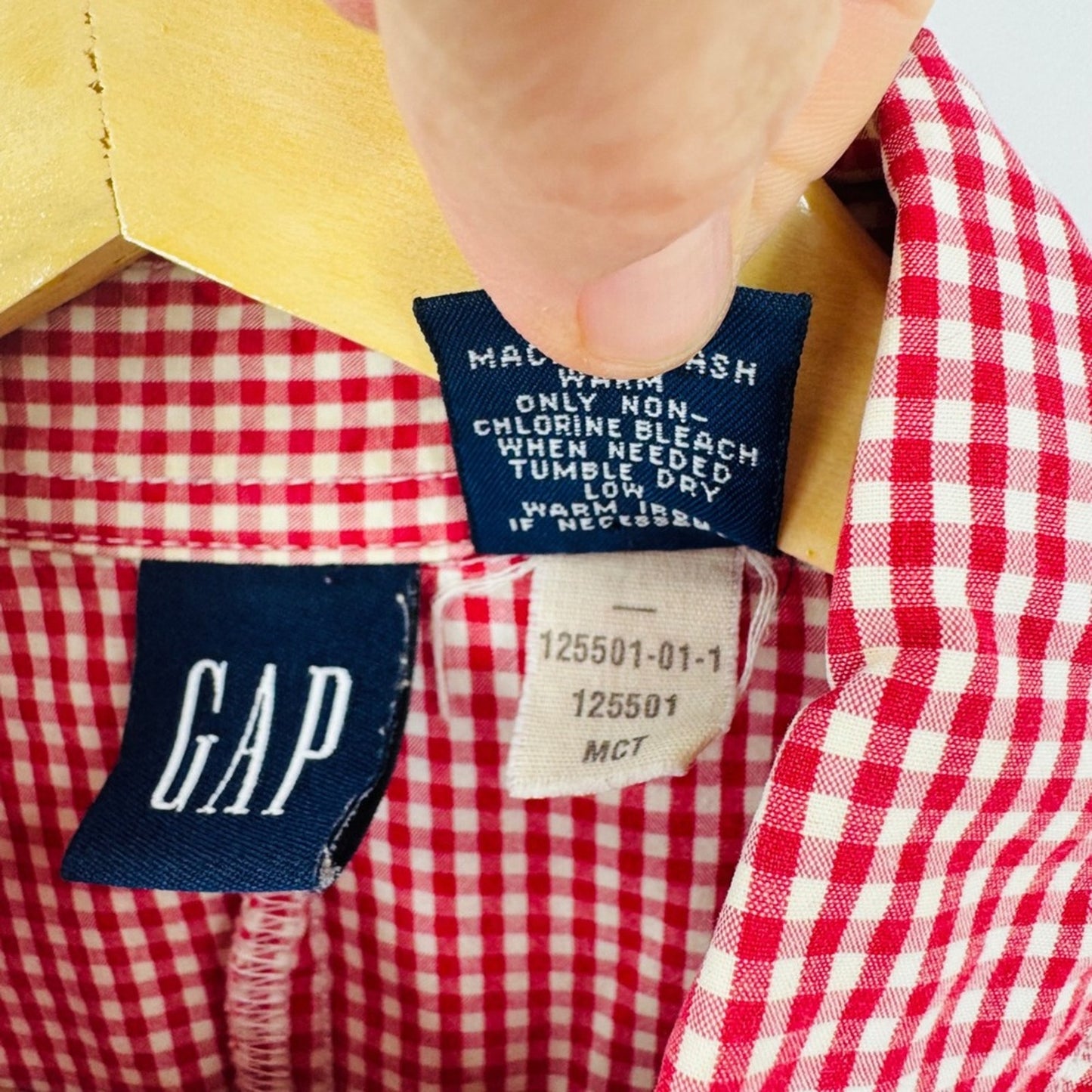 Vintage GAP Red Gingham Button Down Large 100% Cotton Americana Picnic Preppy