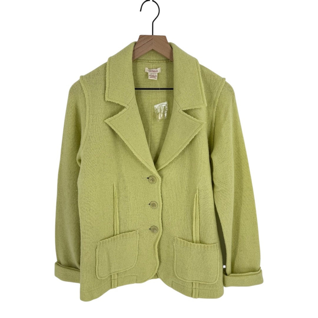 Sundance Lambswool Knit Blazer Jacket Button Front Notched Lapel Size L Large