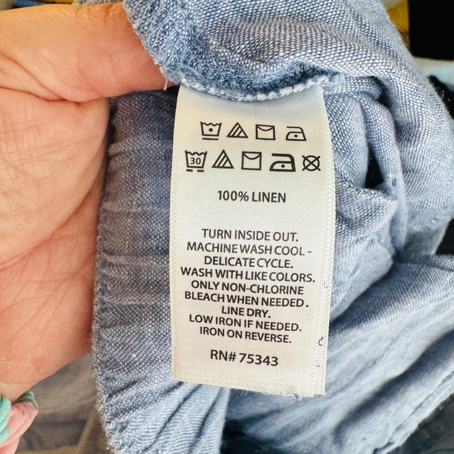 Rachel Roy Blue 100% Linen Pants Medium Elastic Waist Relaxed Summer Cropped