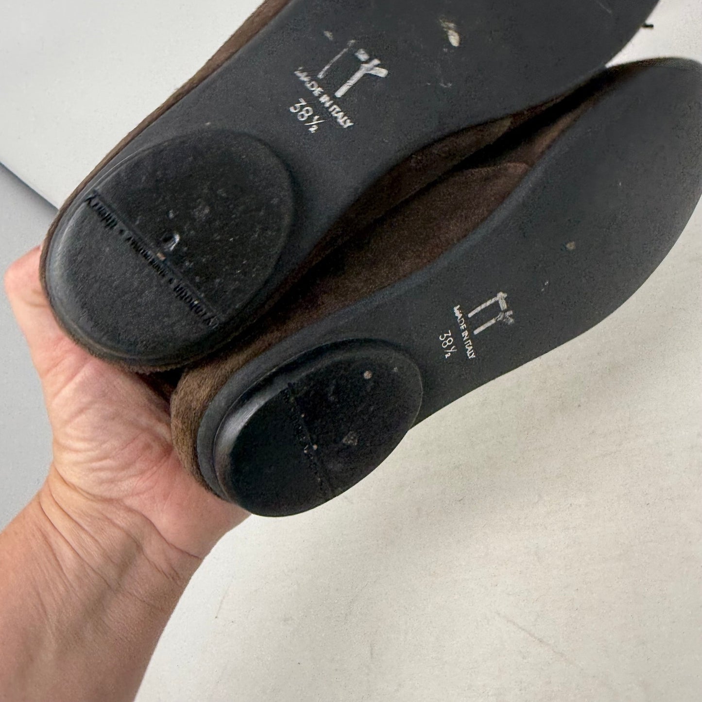 Andy Julien Ballet Flats Women’s Size 38.5 Brown Suede Round Toe Slip On Shoes