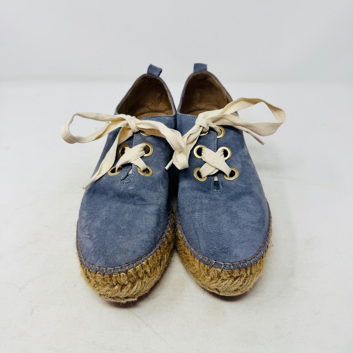 Eric Michael Blue Suede Espadrille Sneakers EU 38 Platform Spain Boho Coastal