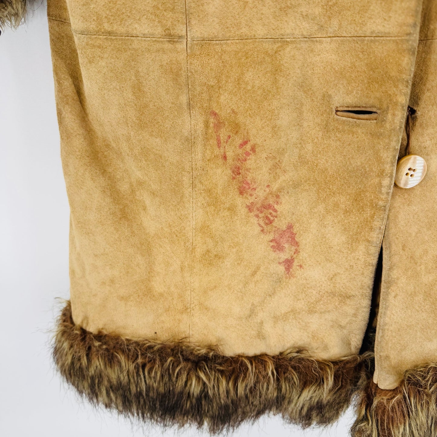 Vintage Delia’s Suede Faux Fur Penny Lane Coat Camel Brown Size S Small