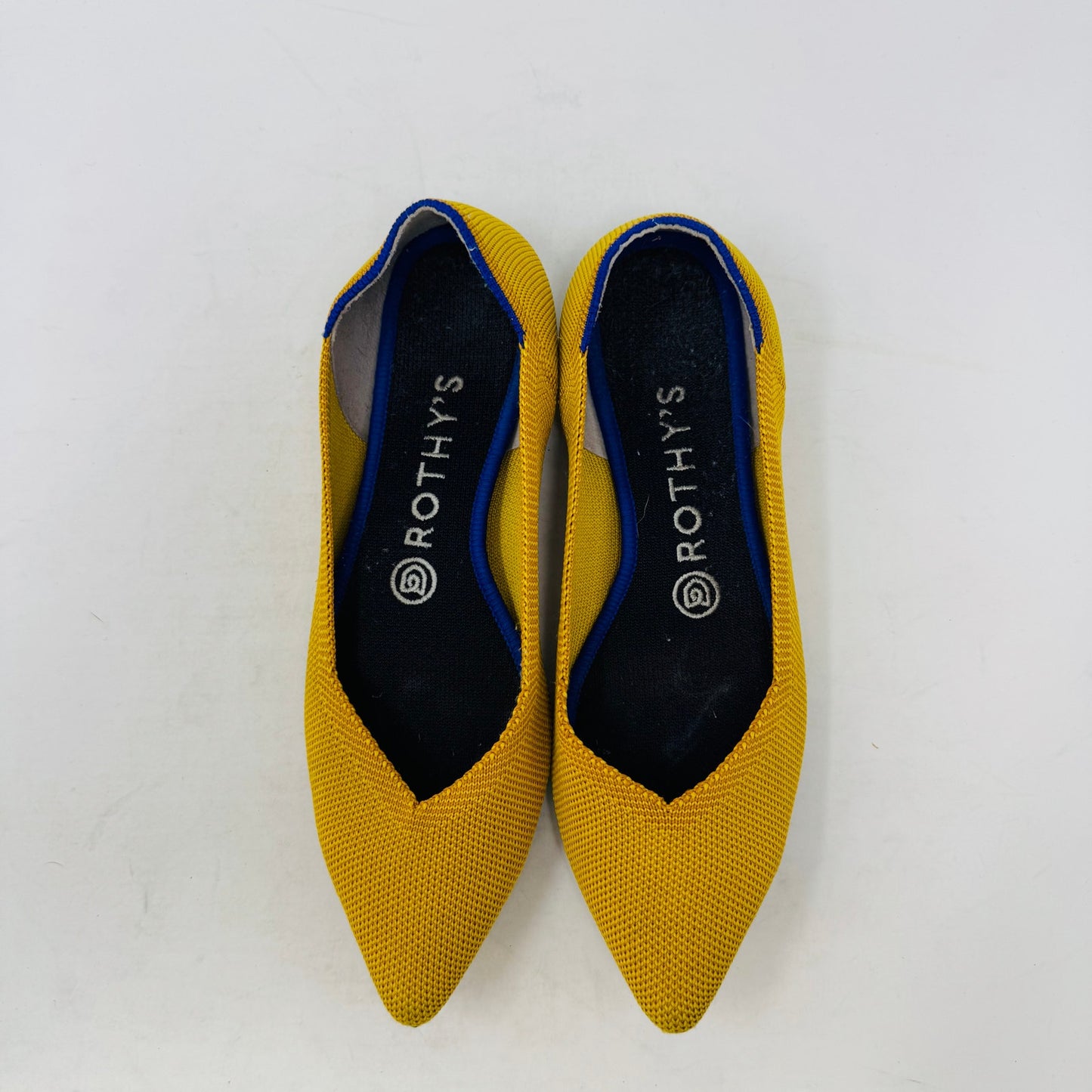 Rothy’s Point Flats Women’s Size 7 Yellow Knit Shoes Sustainable Washable Comfort