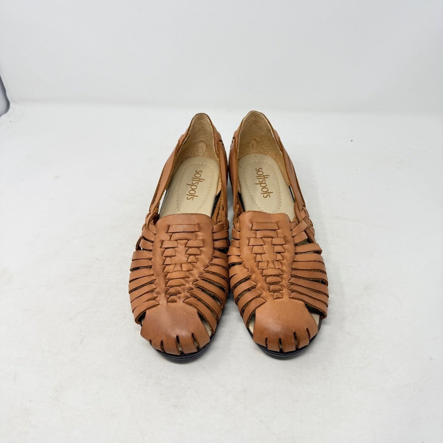 Softspots Comfortiva Trinidad Brown Leather Huarache Woven Sandals Size 10