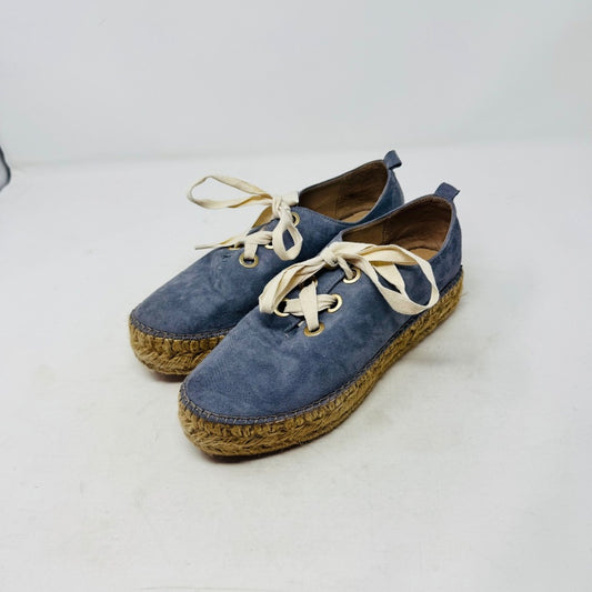 Eric Michael Blue Suede Espadrille Sneakers EU 38 Platform Spain Boho Coastal