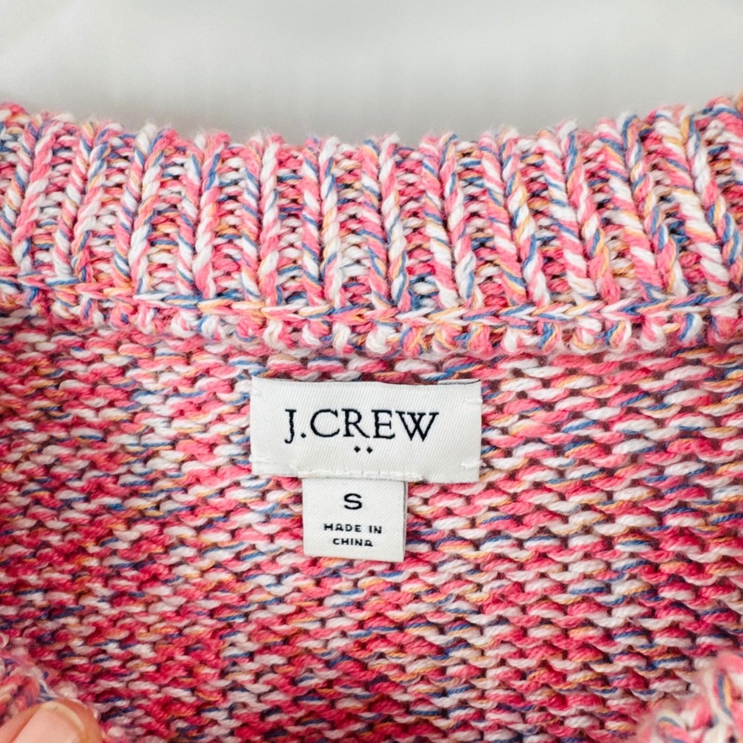 J Crew Re-Imagined Pink Marled Knit Crewneck Sweater Size S Gansey Spring Soft