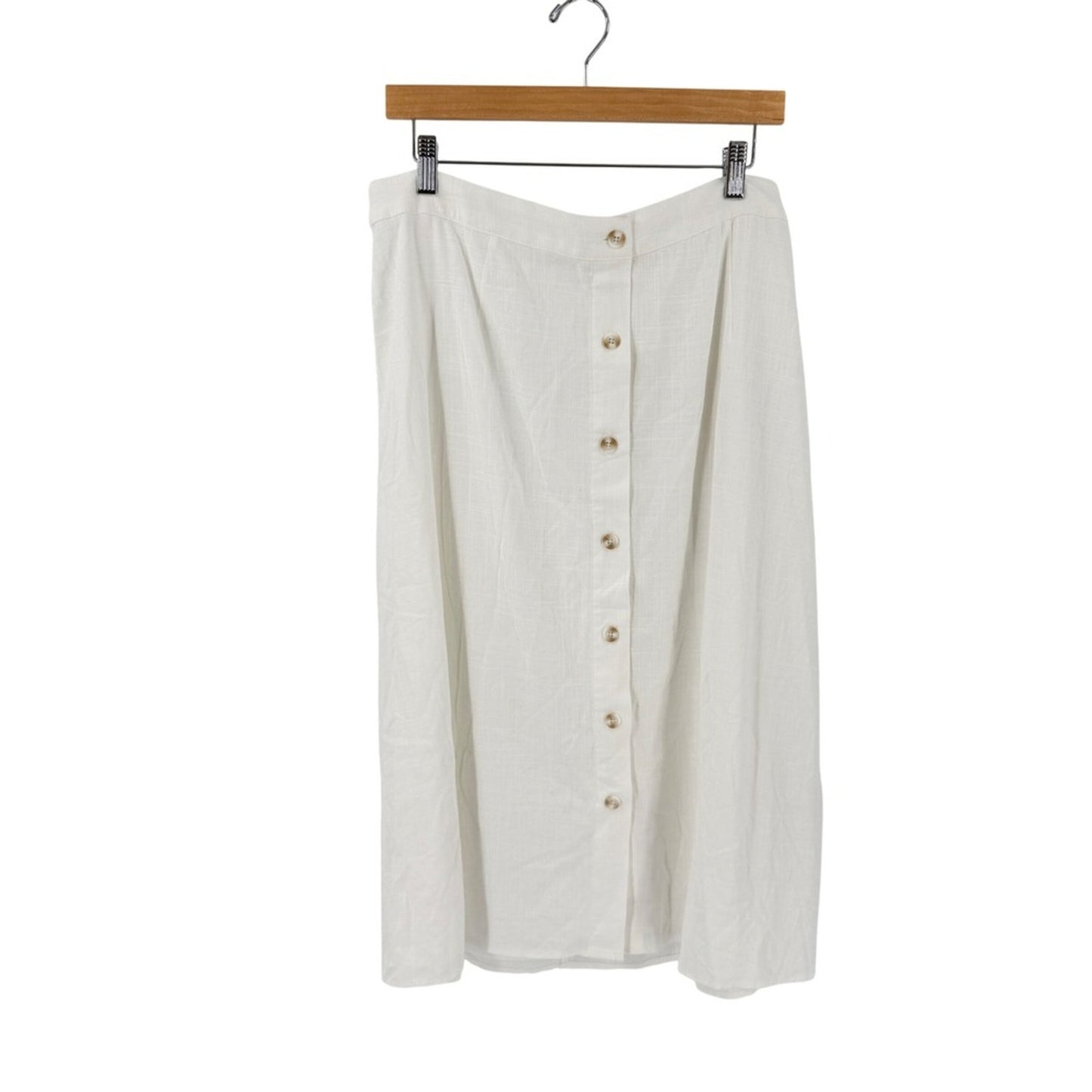 LC Lauren Conrad White Linen Blend Midi Skirt NWT XL Coastal Boho Clean Girl