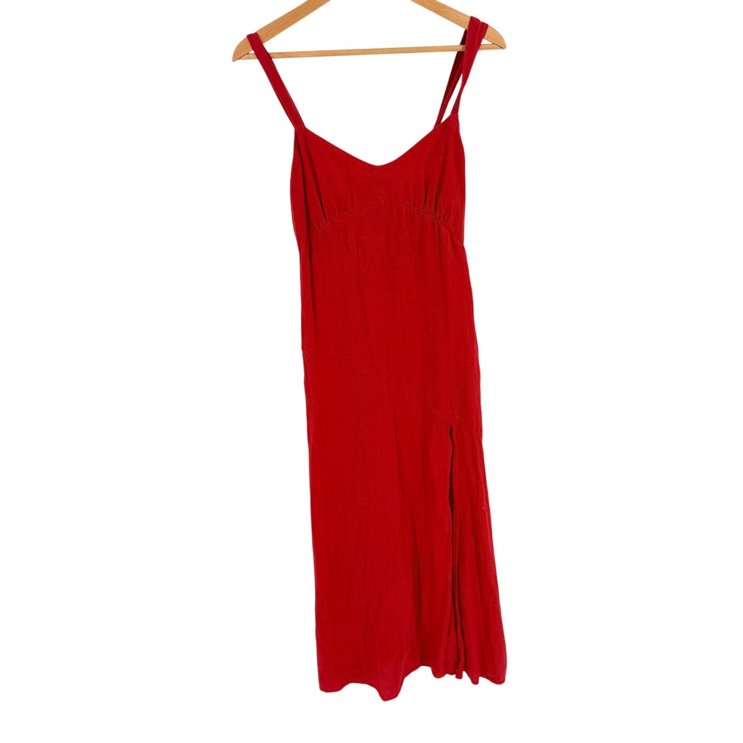 Zara 100% Linen Slip Dress Red Small NWT Coastal Resort Summer