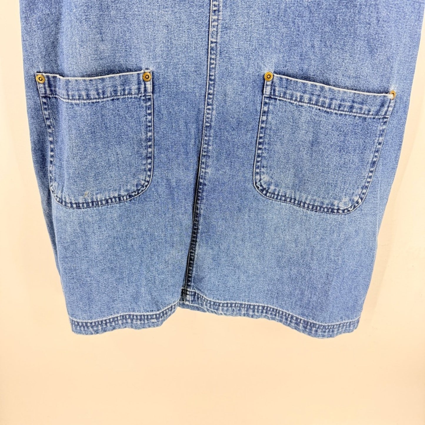 Vintage 90s Denim Mini Dress 8P 100% Cotton Heritage Coastal Granola Y2K Retro