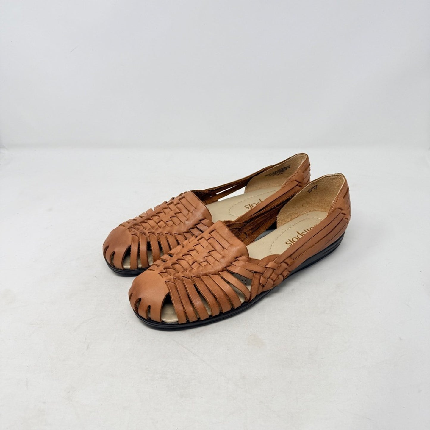 Softspots Comfortiva Trinidad Brown Leather Huarache Woven Sandals Size 10