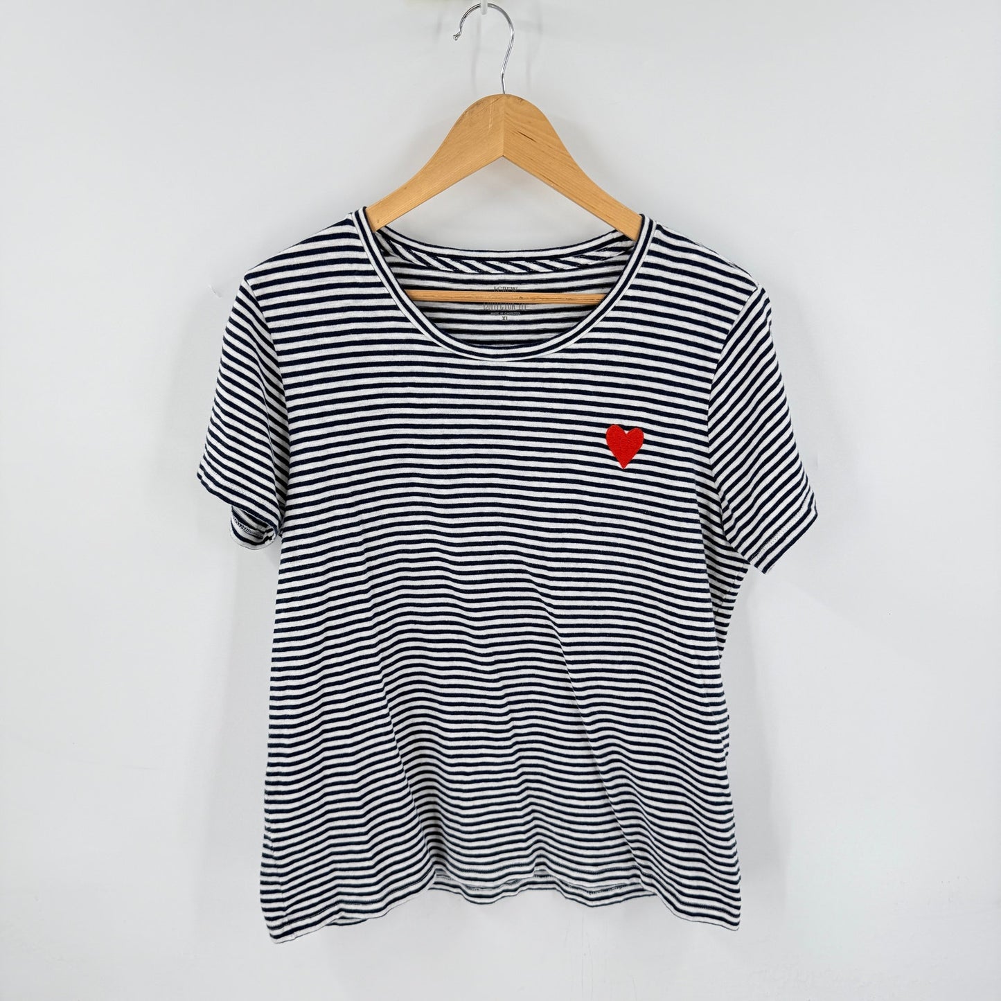 J. Crew Collector Tee Heart Stripe T-Shirt XL French Girl Coastal