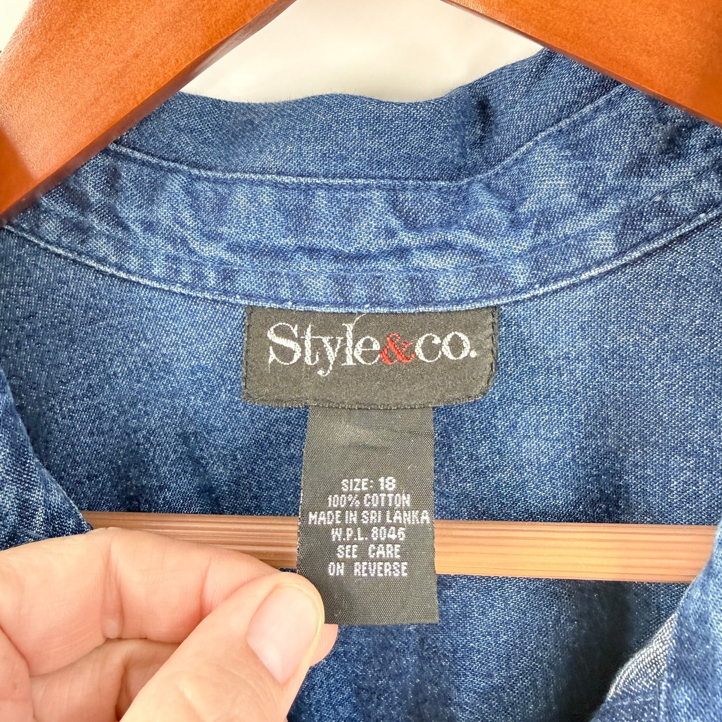 Vintage Style & Co Denim Shirt Dress Blue Cotton Size 18 Coastal Americana