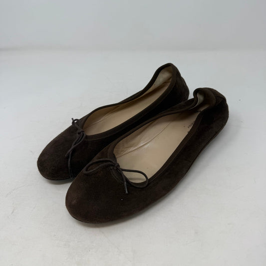 Andy Julien Ballet Flats Women’s Size 38.5 Brown Suede Round Toe Slip On Shoes