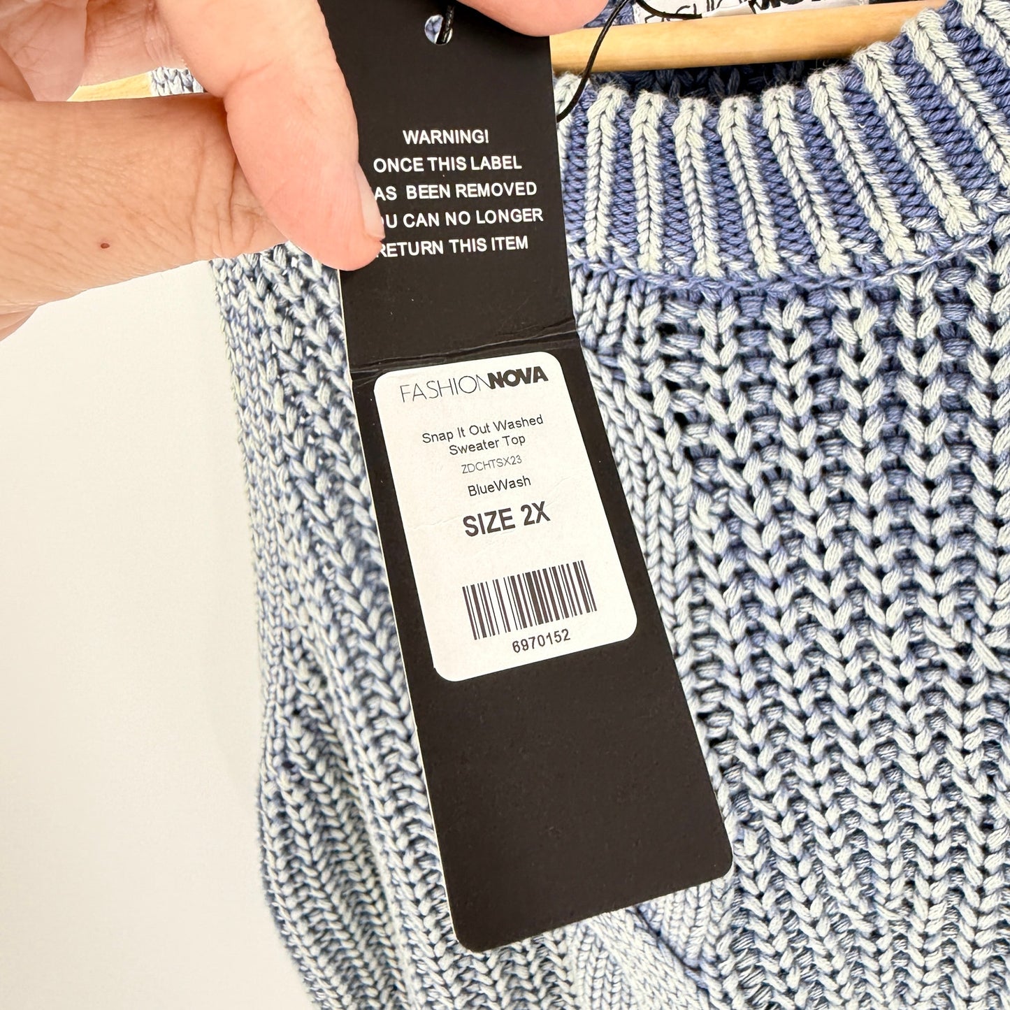 Fashion Nova Cable Knit Sweater Vest Blue White 2X NWT Coastal Preppy